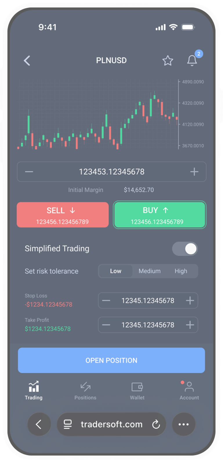 TraderSoft Classic trading mode